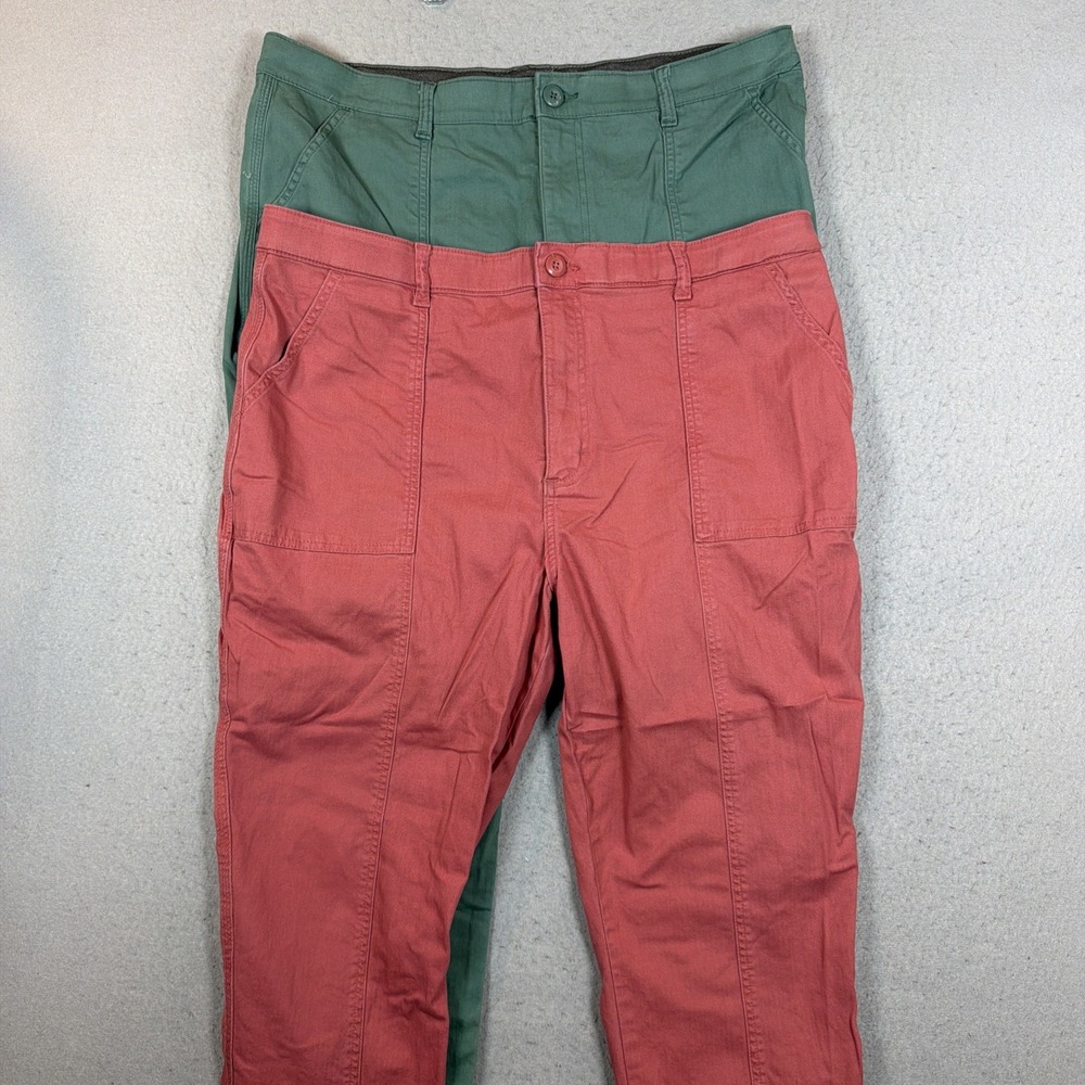 Lee Solid Capri Canvas Pant Regular Fit Stretch Pockets High Rise Lot of 2 Sz 18